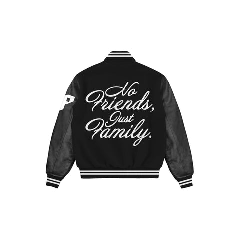 NO FRIENDS JUST FAMILY VARSITY JACKET