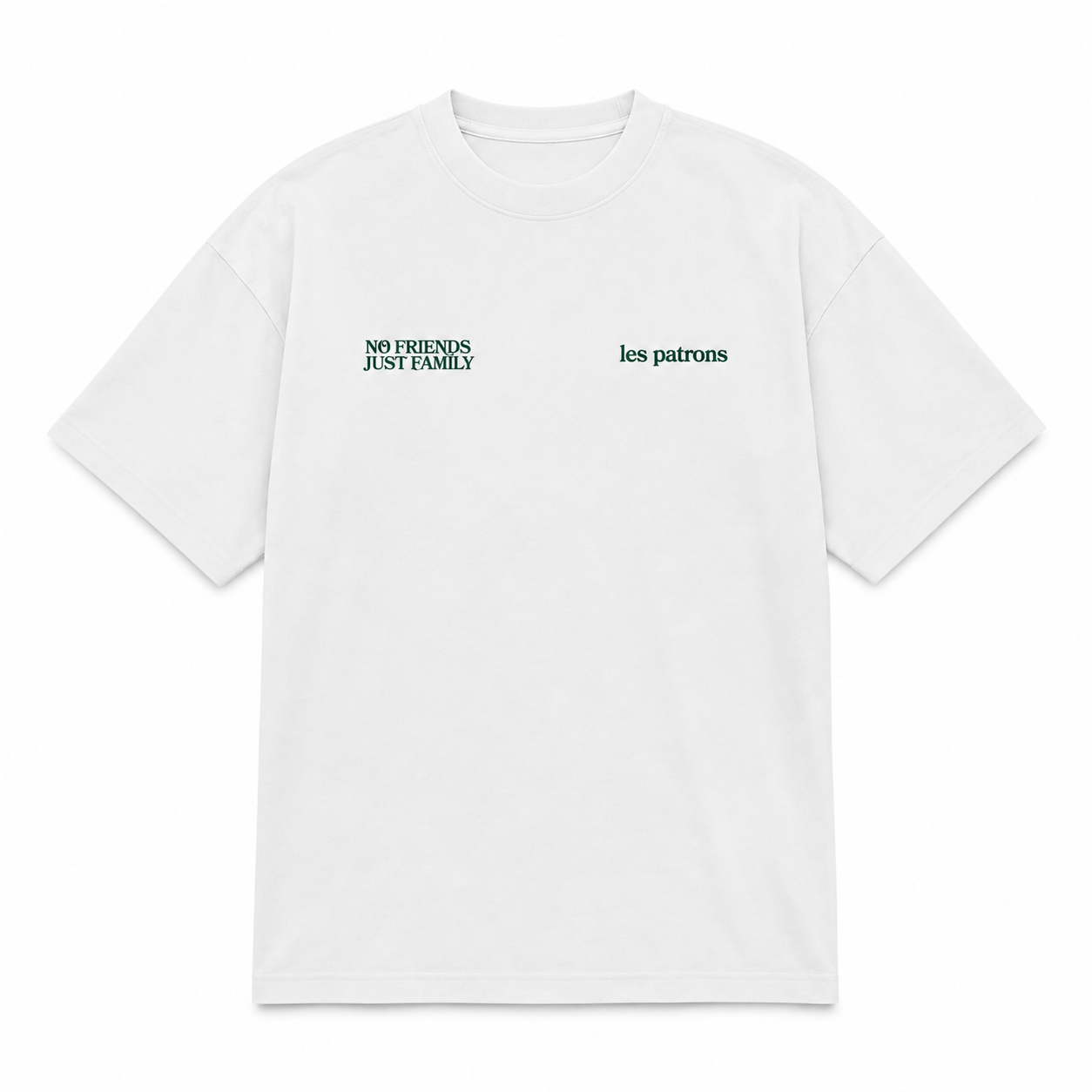 NFJF tee in white with forest green print