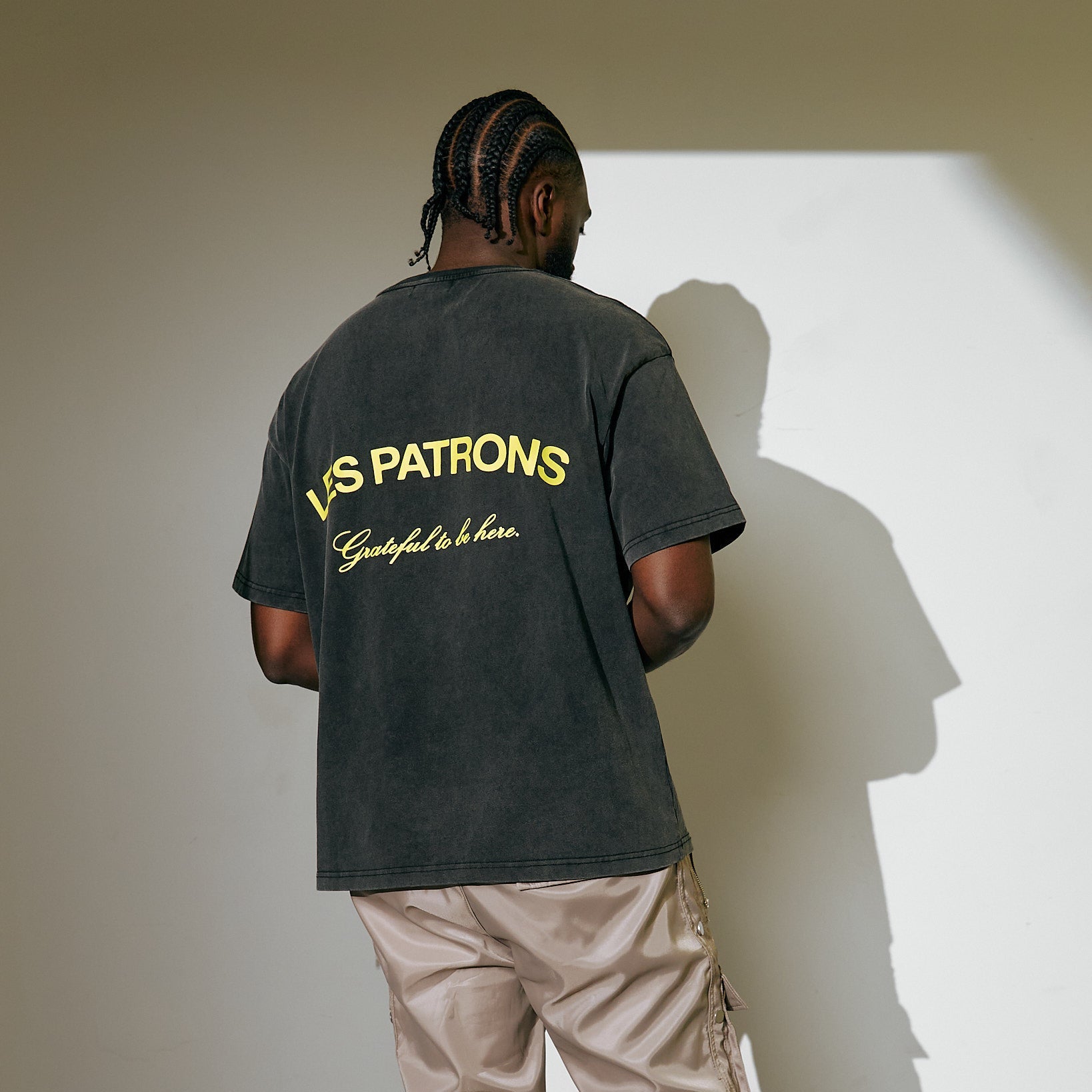GRATEFUL TO BE HERE - ACID WASHED WITH YELLOW LOGO